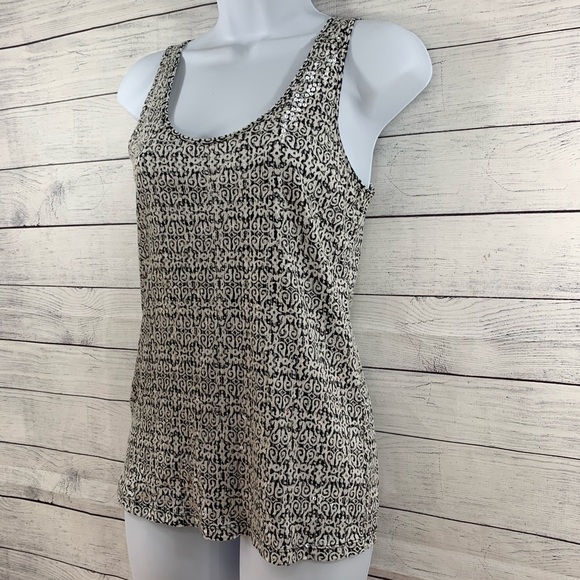 EUC J. Crew “Sunlit” Sequin Tank White/ Black - Picture 3 of 8